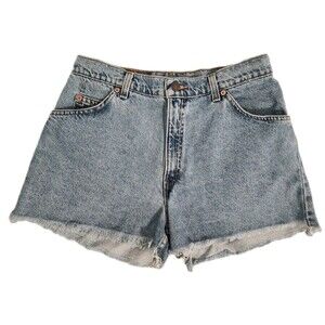 Levi's Womens 37910 Cut-Off Jean Shorts Orange Tab Raw Hem Juniors Size 13